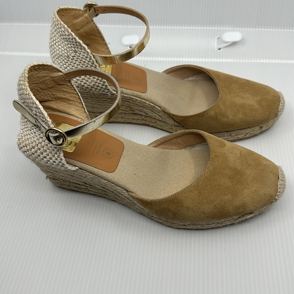 Kanna Made in Spain tan suede wedge espadrilles sandals SZ 8 - Picture 3 of 13